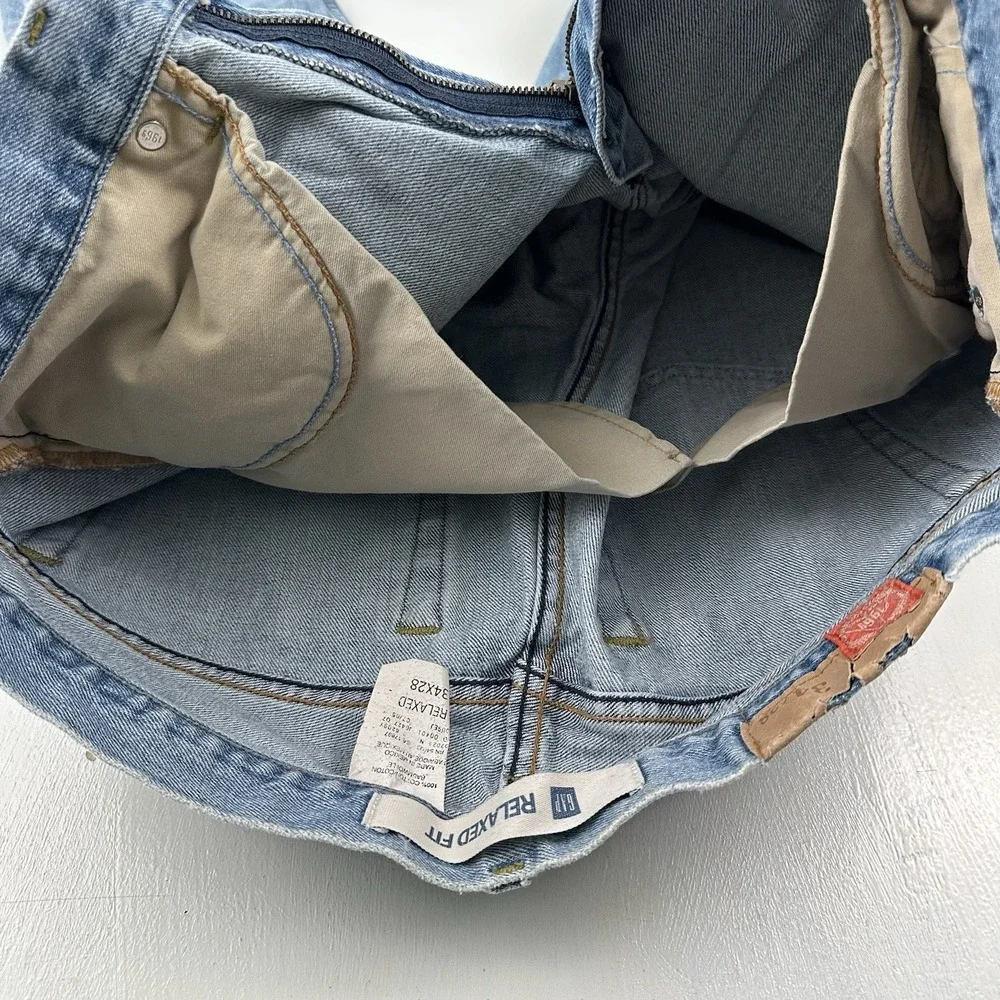 Vintage Y2K GAP Relaxed Jeans Men 34x28 Blue Denim Loose Light Wash Skate Grunge